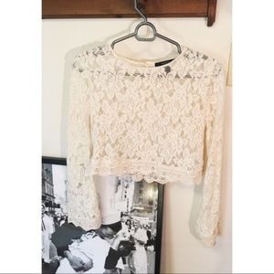 Lace white top/ crop top